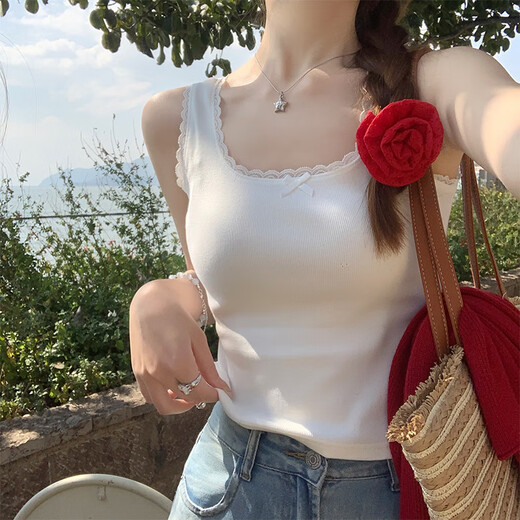 Lace inner camisole for women 2025 new style without breast pad design niche and beautiful top summer white big bow S Recommendation (80-95) Jin Jin is equal to 0.5 kg