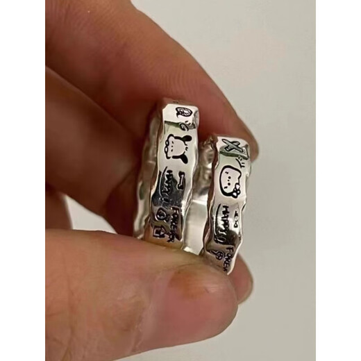Fat Donglai's same cartoon ring, niche design, multifunctional graffiti wavy edge, Kt cat ring, opening adjustable