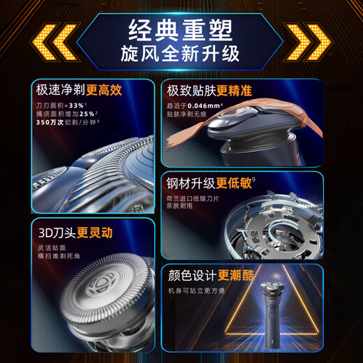 Philips (PHILIPS) electric shaver new generation Cyclone 1 series razor Fengchishu 3D floating head Christmas gift for boyfriend, husband, father’s birthday gift National subsidy