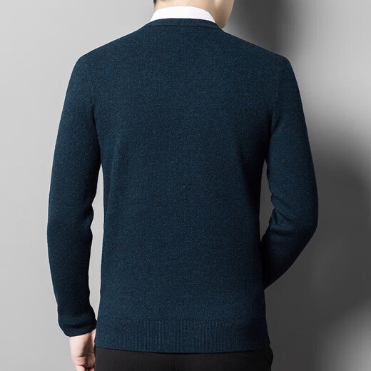 XJSGS international brand men's high-end wool sweater 100% pure wool autumn and winter new V-neck sweater men's bottoming shirt high-end black gray spot XL