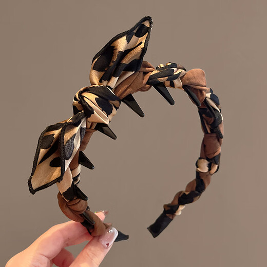 Idel bow leopard print headband women's high skull 2025 new daily wear hairband face wash headband pressed hairpin headdress leopard print bow headband F3587