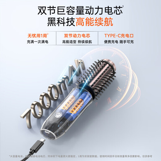 Austrian Technology Curling Comb Wireless Curling Iron Negative Ion Non-Hazardous Hair Straightening Comb Large Curl Mini Shape Perm Artifact High Skull Top Fluffy Short Hair Inner Button Wavy Bangs Dual-Purpose Electric Comb Desert Gold 43mm Ceramic Hair Care + 200 Million Plasma