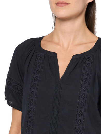 LUCKY BRANDLucky Brand Women's Lace Trimmed Country Shirt Black XL
