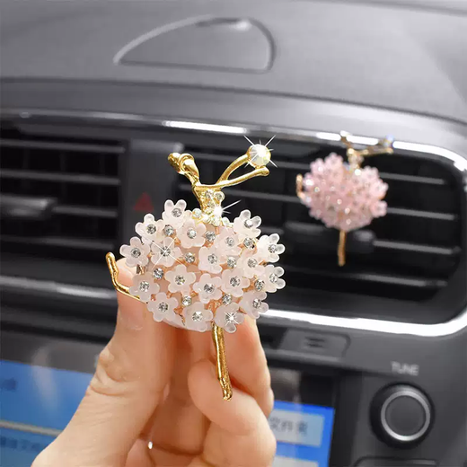 Yusenyi high-end new product crystal rhinestone ballerina car air outlet for women's car air conditioning outlet decoration pink little dancer air outlet clip 1g