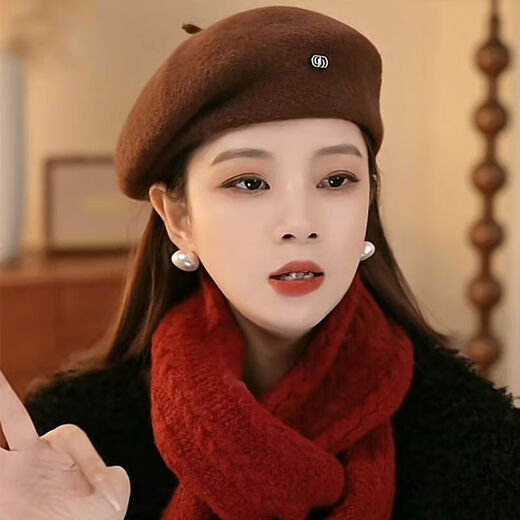 Temperament and warm beret, fashionable and versatile, Korean version, shaped and face-changing, autumn and winter new elegant painter hat M555 black