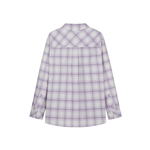 Teenie Weenie Bear Women's Shirt Winter Fashionable Fun Embroidered Color Lapel Plaid Shirt Top Light Purple M