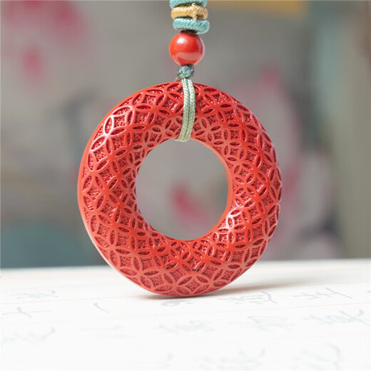 
Yongsi Cinnabar Fortune Rings and Rising Pillow Clothes Pendant Amulet 11166