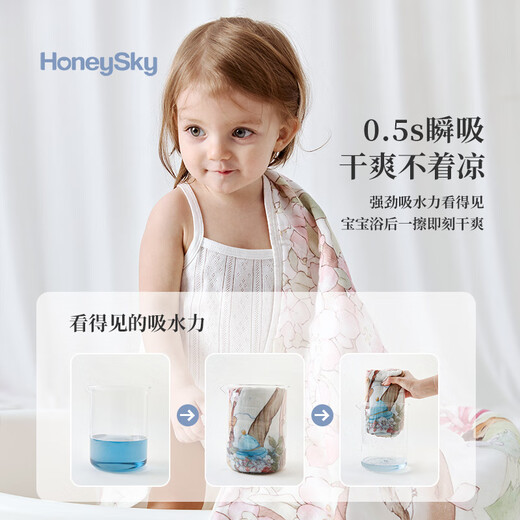 Hani Sky Baby Bamboo Cotton Bath Towel Newborn Baby Hooded Cloak Children's Bath Bag Wrap LeLeyun 105x105cm