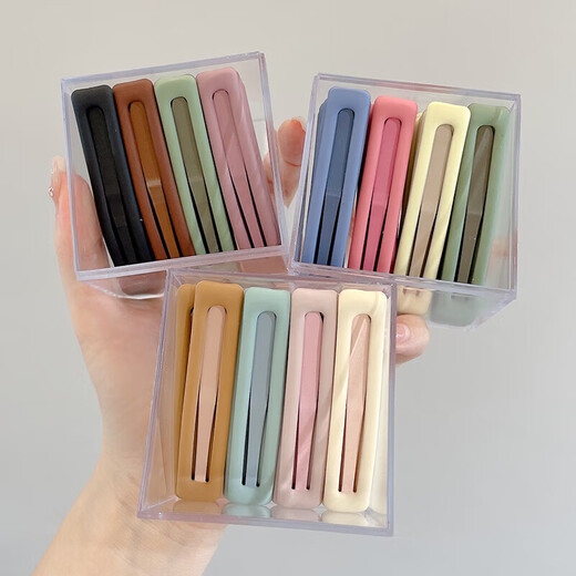 Simple temperament square hair clip for girls summer bangs broken hair clip high-end bb clip back head hair clip headdress all black 6 pieces