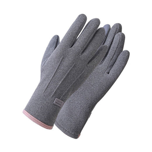 Warm gloves for women in autumn and winter, touch screen for outdoor riding, velvet, windproof, men's, anti-freeze sports, thickened cotton plush, women's velvet - gray