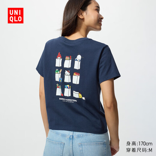 UNIQLO Women's UT Sanrio Gedrucktes kurzärmeliges T-Shirt Sanrio 480678 69 Navy Blue M /160 /84a