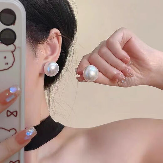 YKINCASL Old Phoenix 2025 new 9999 sterling silver temperament pearl earrings ins retro temperament earrings for women 6MM pair of Lao Fengxiang same style