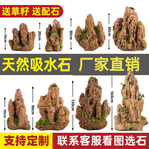 Absorbent stone natural stone bonsai fish tank courtyard large fish pond landscaping absorbent stone raw stone landscaping decoration 2 pieces absorbent stone rubble trial pack free mixed grass