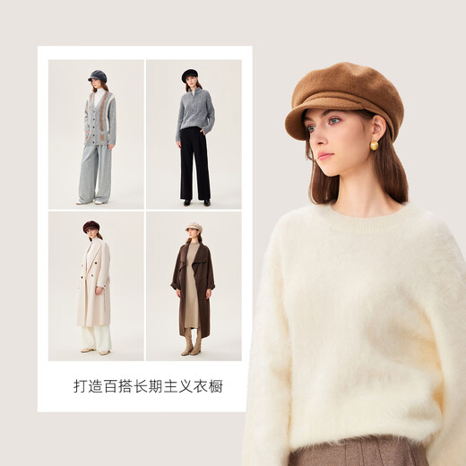 FANCET hat women's autumn and winter Australian imported wool navy hat British retro face-showing tabloid hat warm beret