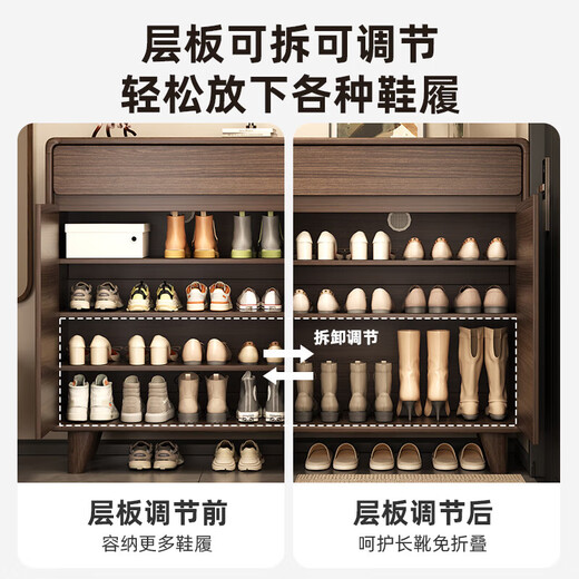 ZHUOHE Solid Wood Corner Shoe Cabinet Home Doorway 2025 New New Chinese Style Entry Storage Cabinet Integrated Wall Shoe Rack AAAA+ Door-to-Door Delivery Gold Wire Walnut Pattern 100CM