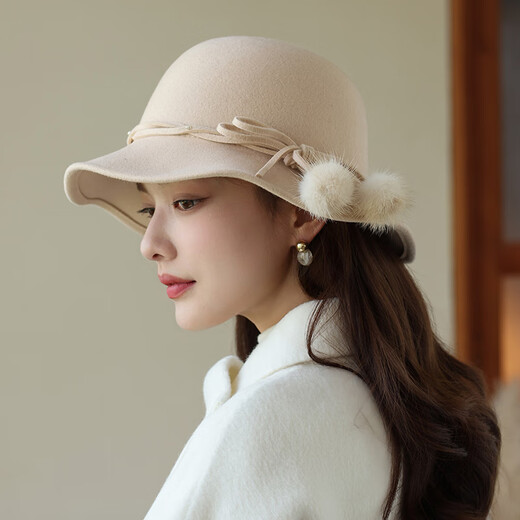 Xiangxue Yuxiu (xiangxueyuxiu) autumn and winter hat women's new French hat women's fashion versatile wool lady hat women's Japanese fisherman hat women's winter beige