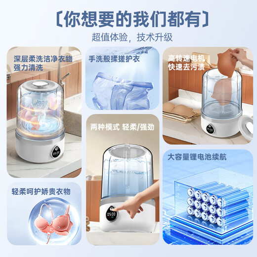 Xiaomi Buyi washing machine mini portable rechargeable fully automatic washing underwear and pantyhose baby dormitory small laundry cup trendy life appliances camellia white bionic pulsator + 2 large cleaning modes