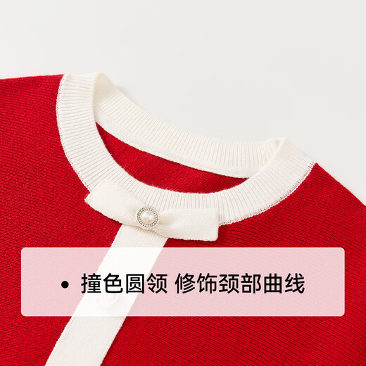 YEEHOO girls' dress children's knitted skirt medium to large children's clothing wool warm small fragrance banquet spring red 110