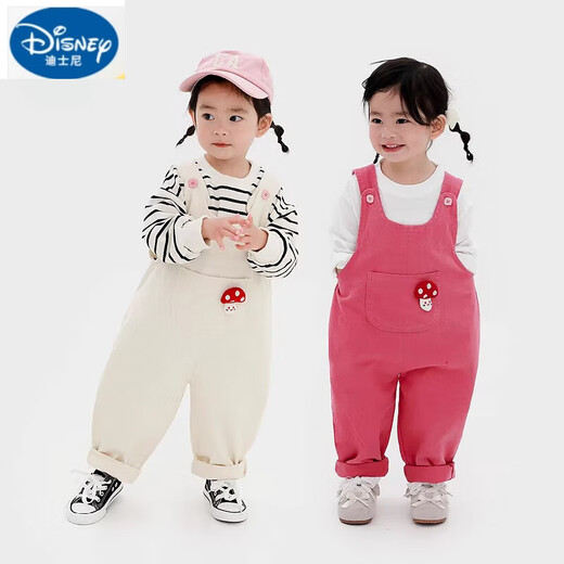 Disney overalls for baby girls, spring and autumn wear, 1 to 3 years old, pure cotton soft jumpsuit, girls' pants, autumn wear, off-white 5963, cute, western style 120cm
