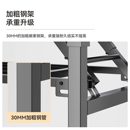 Foldable computer desk student desk home bedroom simple desktop small rental house learning writing desk black walnut black frame 80*40*75 single layer with bars