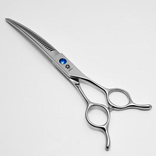 Jingquan Sakura Professional Pet Grooming Curved Fishbone Scissors/Natural/Magic Scissors for Fine Trimming and Thinning, 3D Traceless 7-inch Curved Fishbone Scissors for Beauticians MS-722