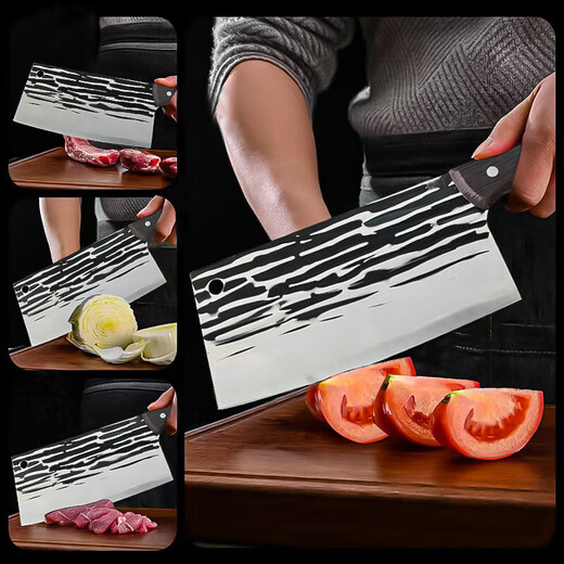 Jingxiaochu Messer aus geschmiedetem Stahl, Küchenmesser, einfach zu verwenden zum Schneiden von Fleisch, scharf und schnell, Kochmesser für den Heimgebrauch zum Schneiden von Fischfilets, 1 schwarzes Küchenmesser