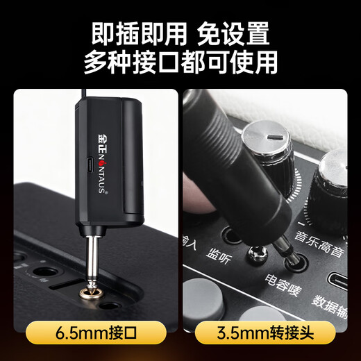 Jinzheng Rechargeable Wireless Microphone Wireless Microphone One to Two K Song Professional Singing Handheld Microphone Universal Home KTV Audio Speaker Special Double OK-12S Gold