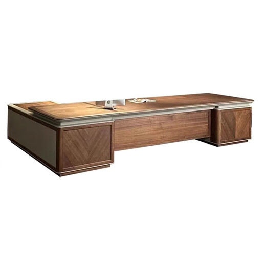 Qiheng (XIIBLC) solid wood desk boss desk 2025 new black walnut executive desk general manager office furniture high-end 2.0 meter desk FAS grade ash