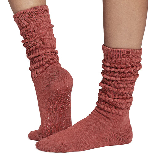 Toesoxtavi co-branded yoga socks non-slip sports pile socks Pilates women's training socks double 11 dark red S (size 34-38)