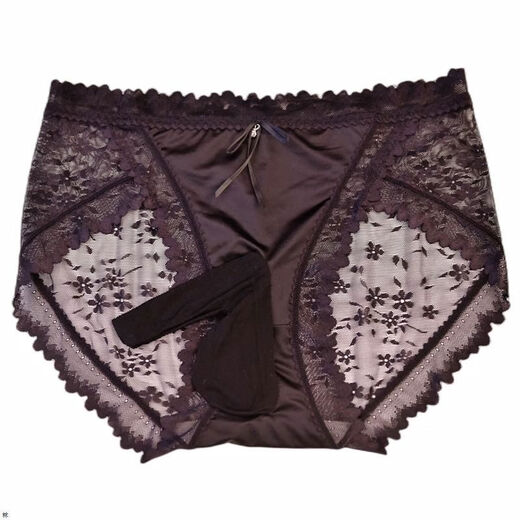 Men's triangle gun egg separation alternative thong underwear sexy pure desire men's fun underwear thong underwear for men brick red-L size-100-130Jin Jin equals 0.5kg open light luxury 264 underwear