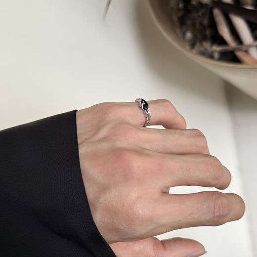 He Jian bow tail ring little finger unique design branch silver tail ring men and women little finger ring niche light luxury high-end open dead branch tail ring opening