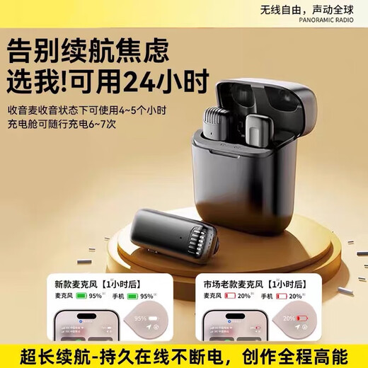 Pengjing Wireless Radio Mic Lavalier Microphone Clip-on Lavalier Live Broadcast Equipment Full Set of Radios for Mobile Phone Shooting Short Videos Microphone Mobile Phone Noise Reduction Outdoor Douyin Anchor One to One TC Interface Lavalier Microphone Deep Noise Reduction + Ultra-Clear Radio