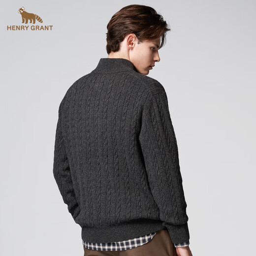 HENRY GRANT Henry Grant Casual Winter Men's Loose Cardigan Sweater Comfortable Sports Regular Knitted Sweater Autumn Dark Gray (QBY244122U311) One Size 46 (170/92A)