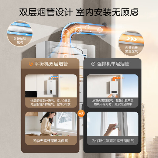 FOTILE National Subsidy Balanced Gas Water Heater 16 liters Door-to-door installation for 0 Yuan Wind and anti-freeze Can be installed in enclosed spaces Constant temperature bathing Bottom-mounted fan D16E2