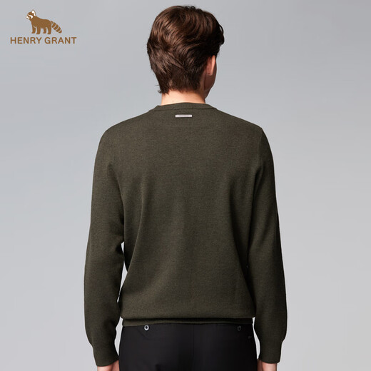 HENRY GRANT Henry Grant solid color round neck bottoming sweater spring short bottoming shirt outdoor men's round neck sweater green coffee color (QBY243031U111) one size 46 (170/92A)