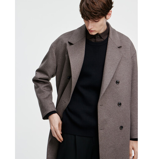 GIOVANNI VALENTINO autumn and winter woolen woolen coat men's mid-length temperament large lapel loose British style woolen coat L