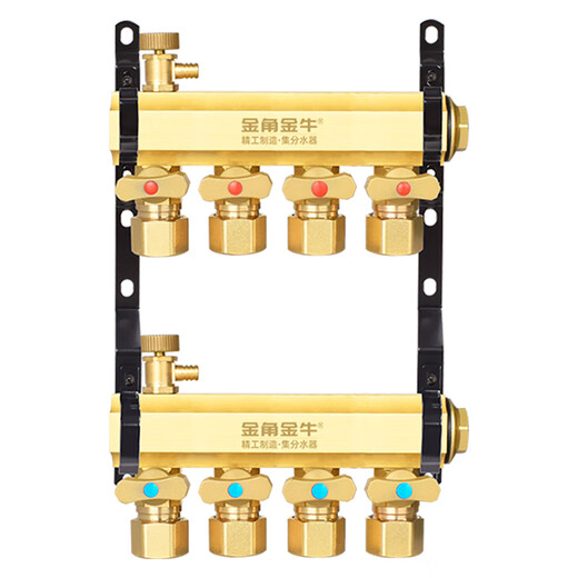 Golden horn Taurus floor heating water distributor floor heating brass large flow integrated household integrated water distributor assembly 3-way single water distributor