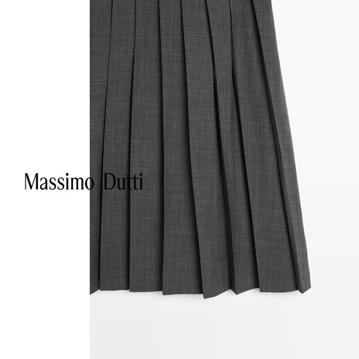 Massimo Dutti autumn new product 20205 women's clothing elegant and high-end simple style box pleated skirt 05257504 dark gray XS (34) (165/62A)