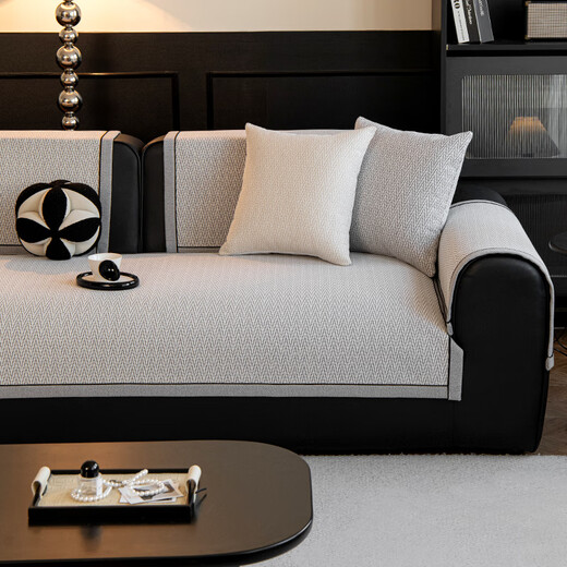 Love Lifetime Sofa Cushions for All Seasons 2026 New Sofa Seat Cushion Non-Slip Cover Cloth Cover High-end Popular Straight Seat Cushion Chenille Chihiro-Gray 90cm*70cm Extended Armrest Cover Backrest Cover