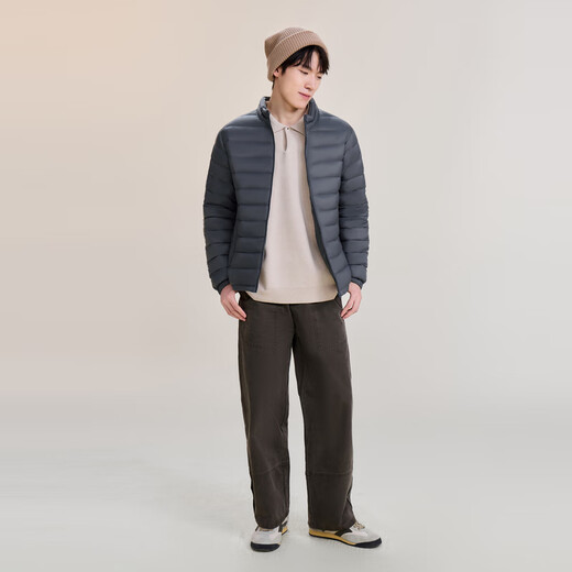 Snow Flying Classic New Couple Stand Collar Lightweight Down Jacket Casual Short Duck Down Warm Down Jacket Men Liman Khaki-Female 165