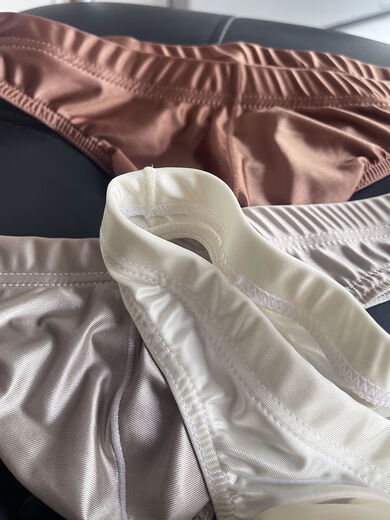 3-pack of blingbling sexy men's thong ice silk T-pants youth low-waist briefs briefs try a single pair of beige M recommended 90-110 Jin Jin equals 0.5 kg