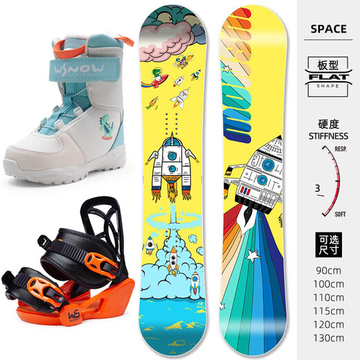 WS SnowboardsWS Snowboard Kinder Snowboard Set Komplettset Skischuhe Bindungen Snowboard Set Kinder und Jugendliche Snowboard E1 Set 90cm