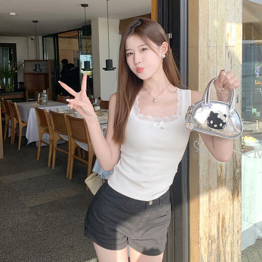 Lace inner camisole for women 2025 new style without breast pad design niche and beautiful top summer white big bow S Recommendation (80-95) Jin Jin is equal to 0.5 kg