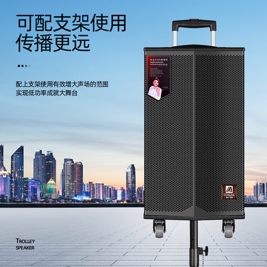 Manlong square dance audio high-power subwoofer wireless microphone Bluetooth high volume with live broadcast professional sound card internal recording mobile performance pull rod outdoor karaoke speaker K-408 audio dual microphone + gift package