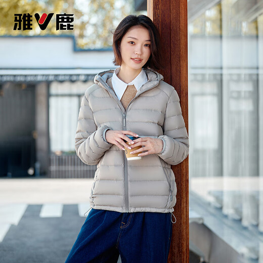 Yalu goose down ribs light down jacket 2025 new autumn and winter short hooded fashionable casual jacket