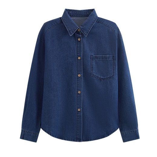 She enjoys denim shirt women's retro versatile embroidered long-sleeved shirt loose casual top denim jacket women T53S117