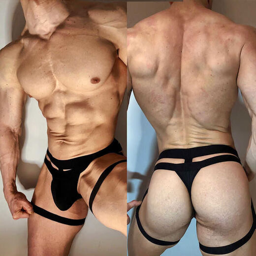 Double thong men's low-waist summer breathable thin straps thin transparent tight thong underwear ice silk trendy white M