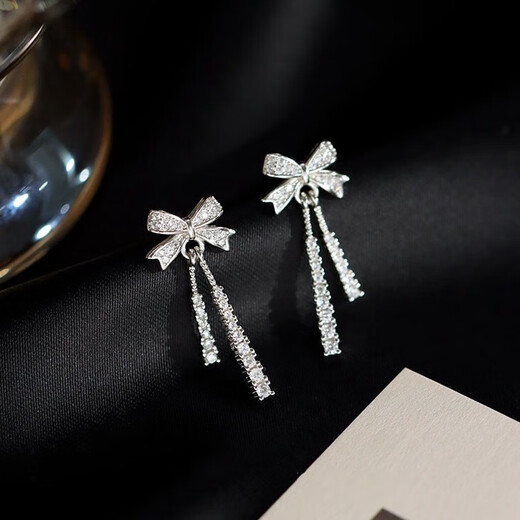 PT950 Platinum Earrings Bow Earrings Women 2025 New Style Platinum Earrings Earrings Chow Tai Fook Platinum Full Diamond Bow Earrings
