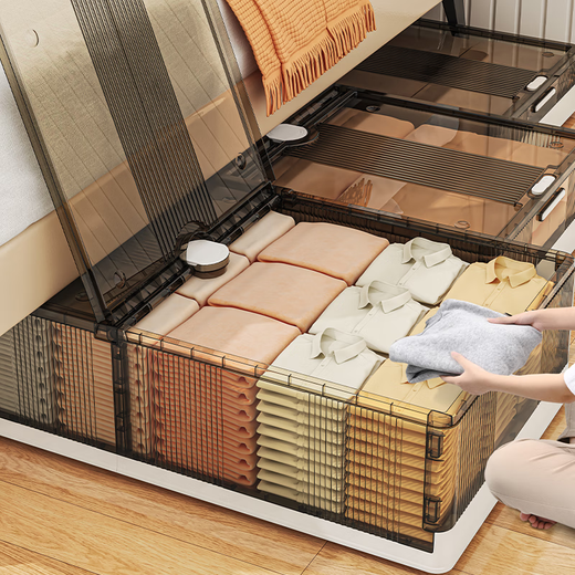 OLA XIANG foldable under-bed storage box drawer-type roller skates flat clothes quilt double-open moisture-proof bedroom under-bed storage box