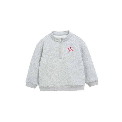 White wheat children's 2025 winter new parent-child clothing for boys and girls embroidered tops for a family of three, mother and daughter, gray (children) 100